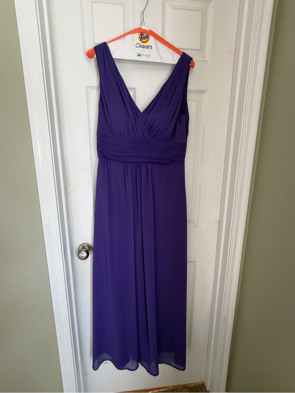 Bill Levkoff Purple V-Neck Chiffon Bridesmaid Dress
